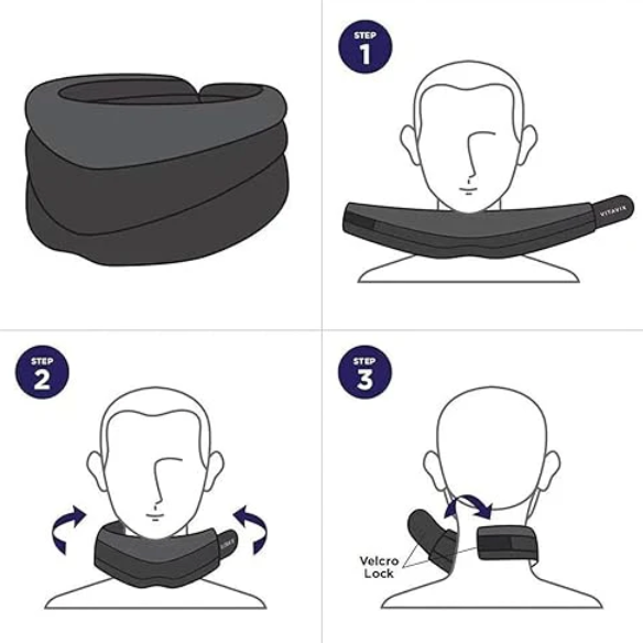 Miniatura 5: Instrucciones de uso del soporte cervical en 3 pasos